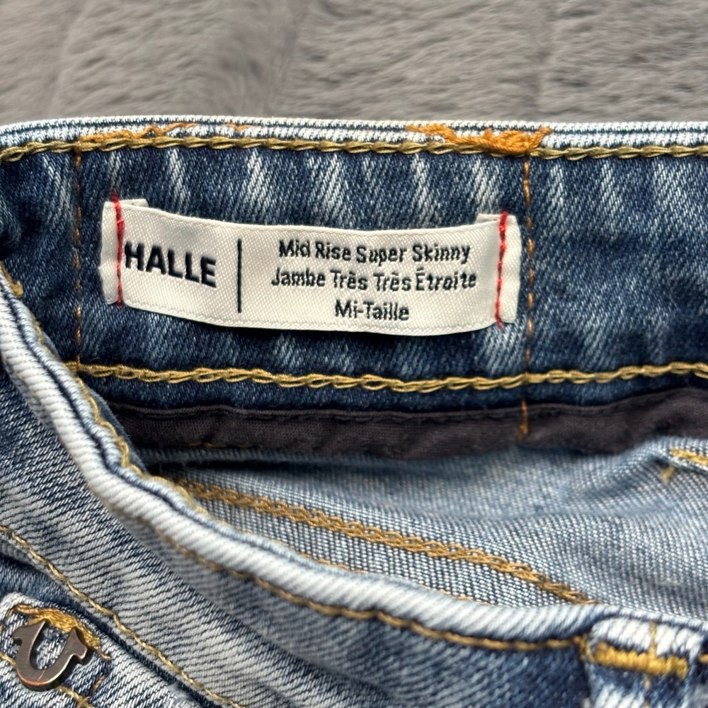 True Religion Halle Mid Rise Super Skinny Jeans Light Wash Size 25 - Picture 7 of 10
